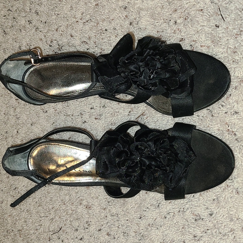 Black satin heel